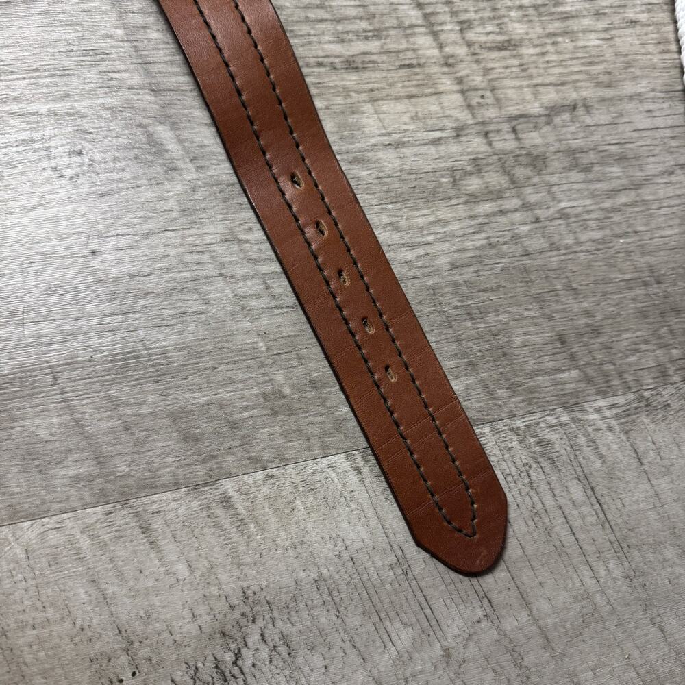 Vintage Brown Genuine Rugged Range Leather Wide Belt Contrast Stitching Thick - Picture 8 of 13